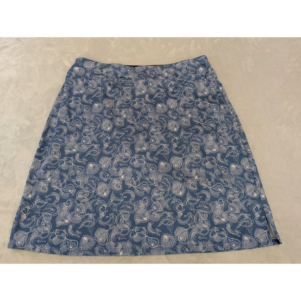 USA Women Skort 4X elastic Waist Pullup Pockets in Shorts Blue White Liquid Knit